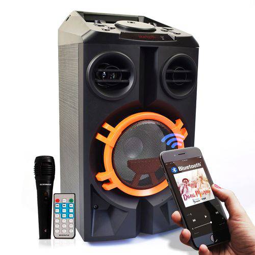 Caixa de Som Bluetooth Portátil Torre Mp3 Usb Rádio Pendrive FBX-107 Laranja
