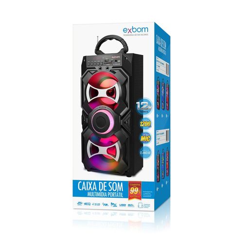 Caixa de Som Bluetooth Wireless Super Bass 12W Entrada P/multimídia-Cs-M431BT-Exbom-Preto