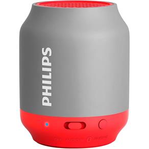 Caixa de Som Multimídia Philips Bt50Gx/78 2W Rms Bluetooth - Cinza/Vermelho
