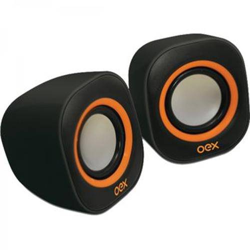 Caixa de Som Oex Speaker Round USB, P2, 8W - Sk-100 Laranja/Preto