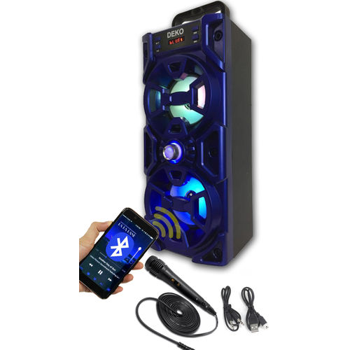 Tudo sobre 'Caixa de Som Portátil Bluetooth Amplificada com Microfone Azul'