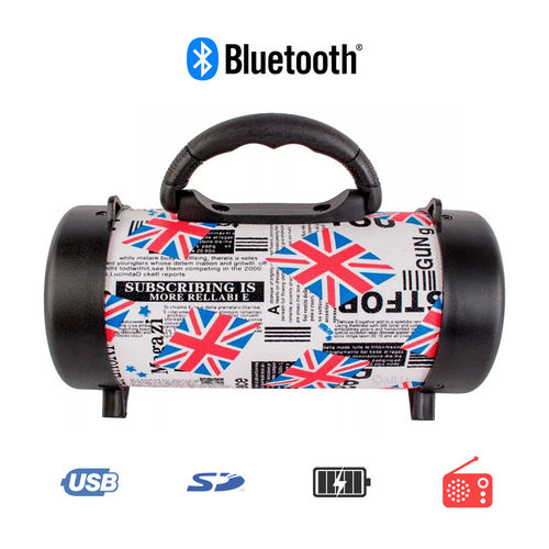 Caixa de Som Portátil Bluetooth D-p8 Grasep Pen Drive Mp3 Radio Fm Amplificada Reino Unido