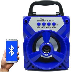 Caixa de Som Portátil Bluetooth Mp3 USB Radio Fm Auxiliar 6W BH1064 - Azul