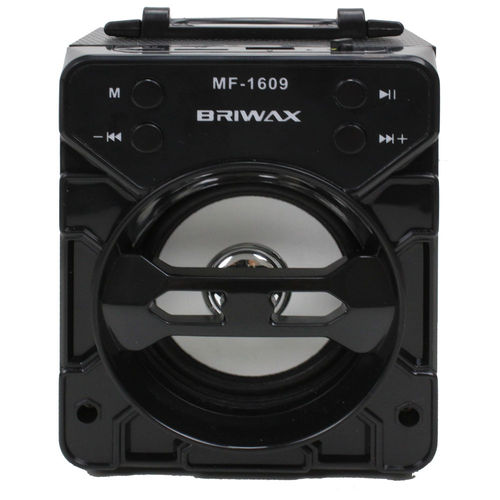 Caixa de Som Portátil Briwax 13cm MF-1609 Preta Amplificada Bluetooth USB MP3 Rádio FM SD