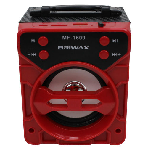 Caixa de Som Portátil Briwax 13cm MF-1609 Vermelha Amplificada Bluetooth USB MP3 Rádio FM SD