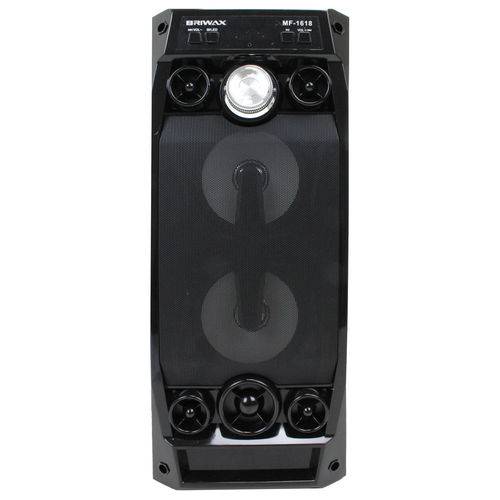 Caixa de Som Portátil Briwax 36cm MF-1618 Preta Amplificada Bluetooth USB MP3 Rádio FM SD