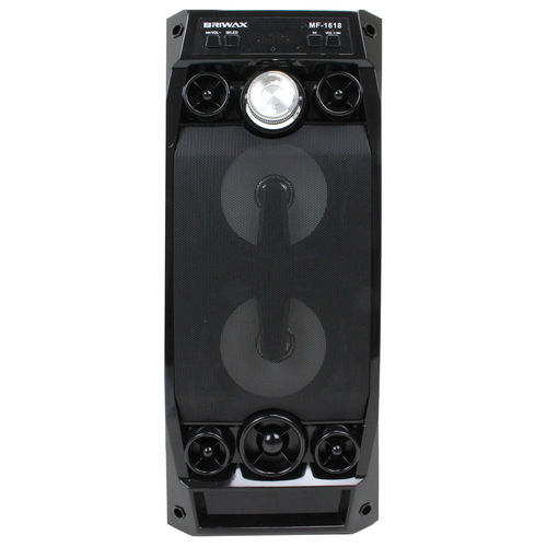 Caixa de Som Portátil Briwax 36cm MF-1618 Preta Amplificada Bluetooth USB MP3 Rádio FM SD