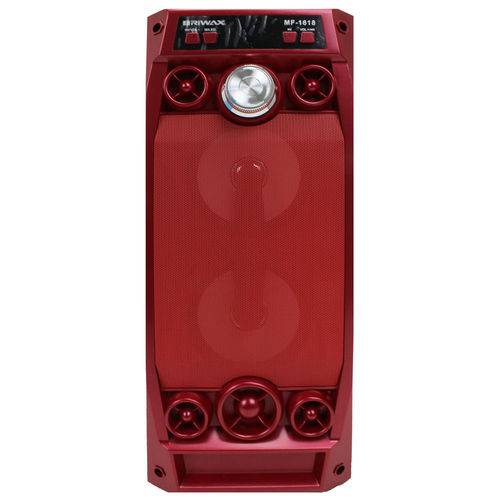 Caixa de Som Portátil Briwax 36cm MF-1618 Vermelha Amplificada Bluetooth USB MP3 Rádio FM SD