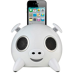 Tudo sobre 'Caixa de Som Portátil Docking Ispeaker Pig com Conector Apple (Iphone4/4S/Ipod) Entrada Auxiliar P2 23W Bivolt 60Hz Branco - Ello'