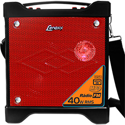 Caixa de Som Portátil Lenoxx CA301 Vermelha 40W USB Micro SD Rádio FM