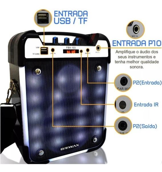 Caixa de Som Portátil Sem Fio 25w Bluetooth SD USB com Microfone Karaoke FBX103 Briwax (OC)