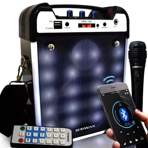 Caixa de Som Portátil Sem Fio 25w Bluetooth SD USB com Microfone Karaoke FBX103 Briwax