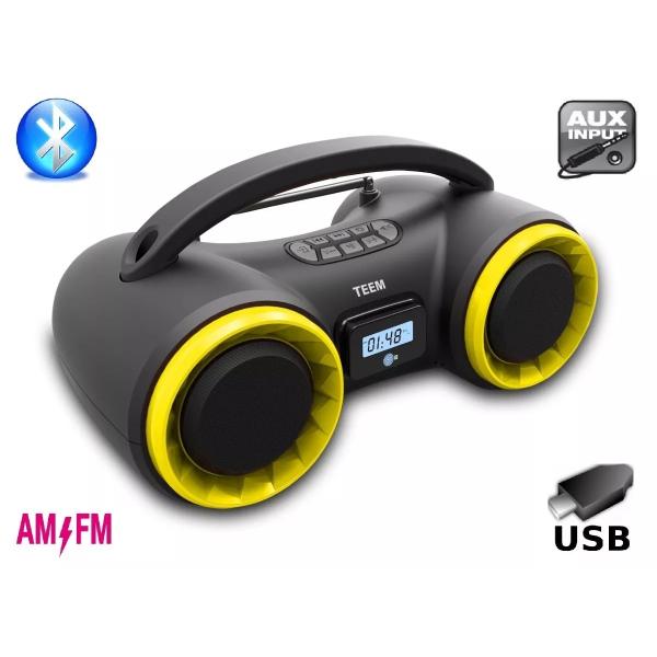 Tudo sobre 'Caixa de Som Portátil TEEM Usb Radio AM FM Bluetooth Auxiliar TM 5004'