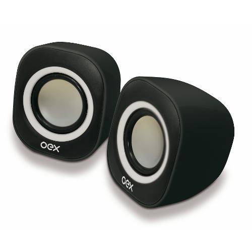 Caixa de Som Speaker Oex Round Usb, P2, Adicional 6w Sk-100 Preto/Branco
