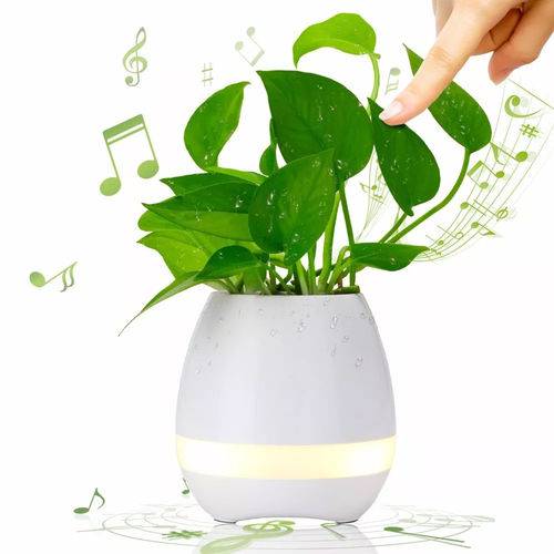 Caixa de Som Vaso de Planta Bluetooth Led Luminária Mp3 Abajur