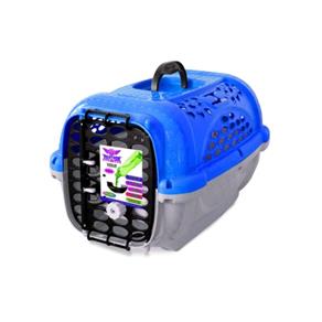 Caixa de Transporte Cães e Gatos Panther 1 Azul com Pote
