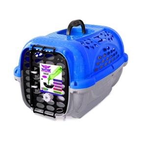 Caixa de Transporte Cães e Gatos Panther 2 Azul com Pote