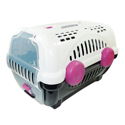 Caixa de Transporte para Cachorro - Furacão Pet - Luxo - Tamanho 1 - Branca com Rosa