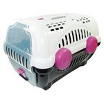 Caixa de Transporte para Cachorro - Furacão Pet - Luxo - Tamanho 2 - Branca com Rosa