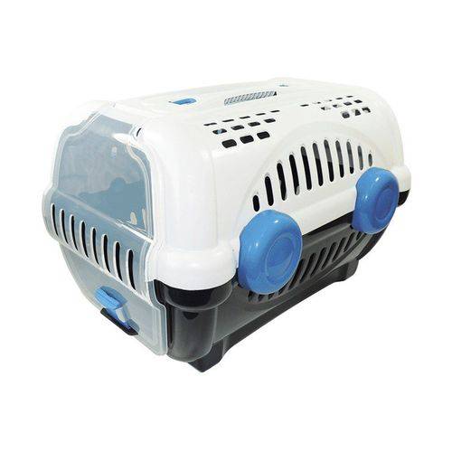 Caixa de Transporte Pet Luxo N2- Branco com Azul