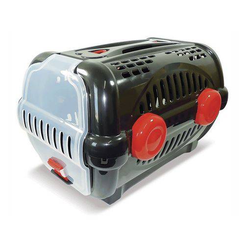 Caixa de Transporte Pet Luxo N2- Preto com Vermelho