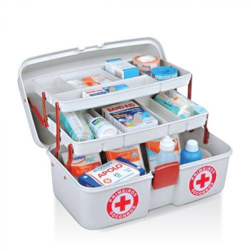 Tudo sobre 'Caixa Emergência Kit Primeiros Socorros Mala Remédios Maleta'