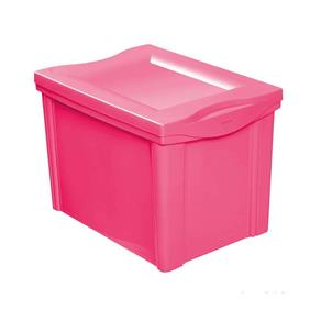 Caixa Organizadora com Tampa 30L Plástico Rosa Color Ordene Ordene