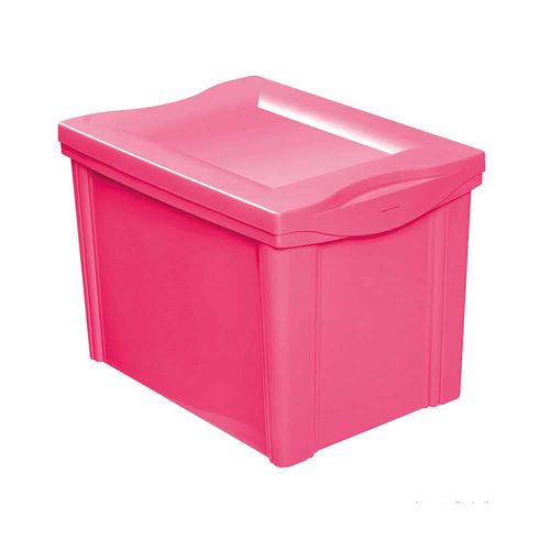 Caixa Organizadora com Tampa 30l Plástico Rosa Color Ordene