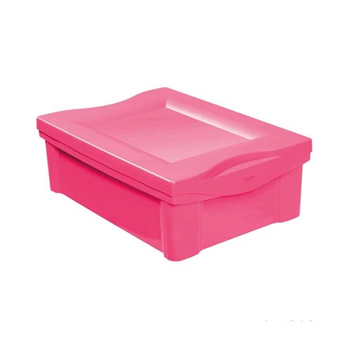 Caixa Organizadora com Tampa 13,5L Plástico Rosa Color Ordene Ordene