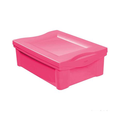 Caixa Organizadora com Tampa 13,5l Plástico Rosa Color Ordene
