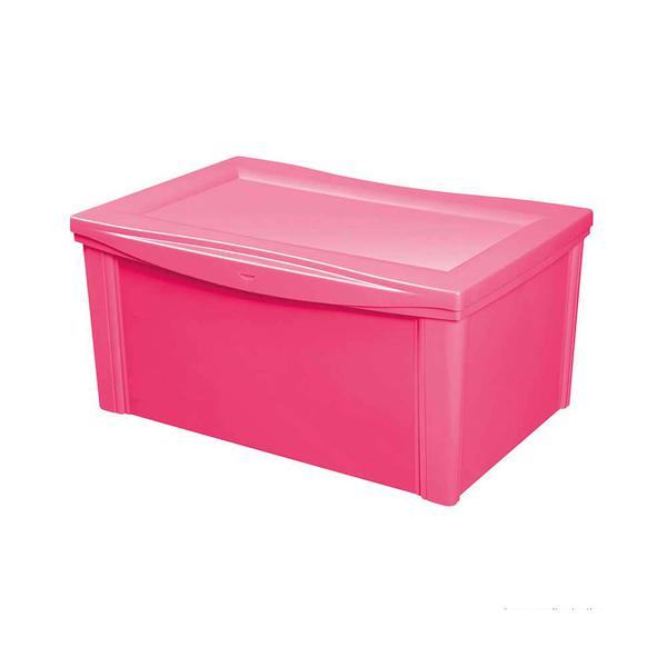 Caixa Organizadora com Tampa 65L Plástico Rosa Color Ordene