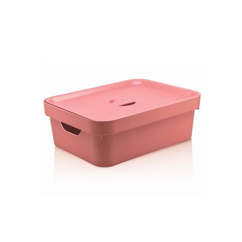 Caixa Organizadora com Tampa Cube 10,5 Litros Rosa Quartz