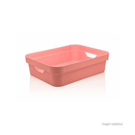 Caixa Organizadora Cube 4,8L Pequena Baixa Rosa Quartz Fechado OU