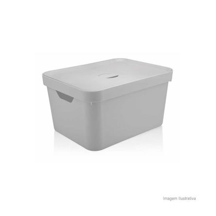 Caixa Organizadora Cube 32L Grande com Tampa Branco Fechado OU