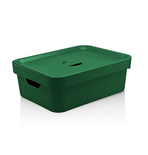 Caixa Organizadora Cube M Baixa com Tampa 10,5L Verde