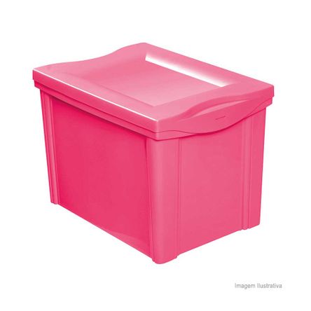 Caixa Organizadora de Plástico Color 30 Litros Rosa Ordene