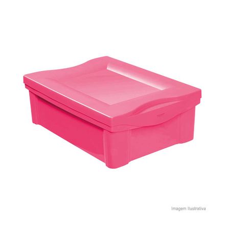 Caixa Organizadora de Plástico Color 13,5 Litros Rosa Ordene
