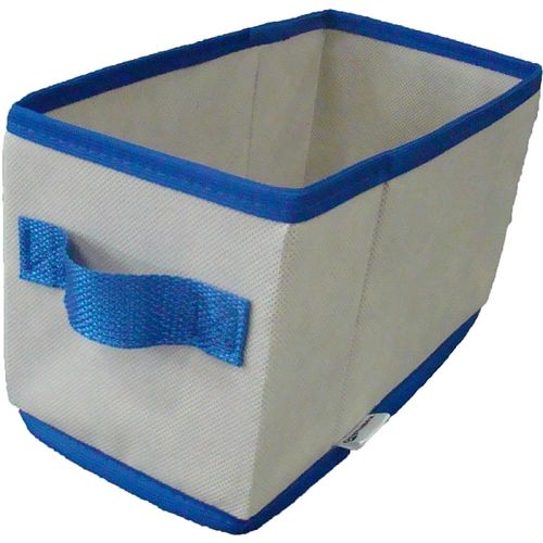 Caixa Organizadora de Tecido Bege/azul C/ Alça de 14x15x28