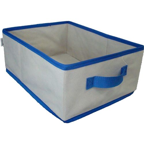 Caixa Organizadora de Tecido Organibox Bege/azul C/ Alça de 28x15x38cm