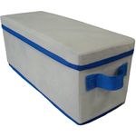 Caixa Organizadora de Tecido Organibox Bege/azul C/ Alça e Tampa de 14x15x38cm