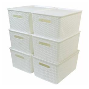 Caixa Organizadoras - Rattan Empilhável Grande - 15l - BRANCO