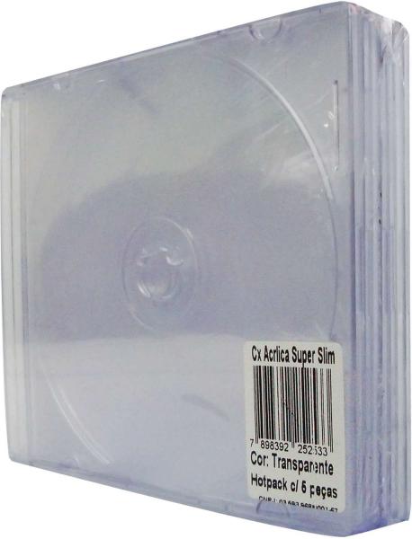 Caixa para CD Super SLIM 5.2MM Transparente PCT.C/05 Tecnomidia