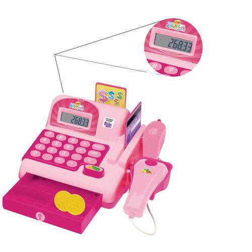 Caixa Registradora Infantil Calculadora Rosa Brinquedo