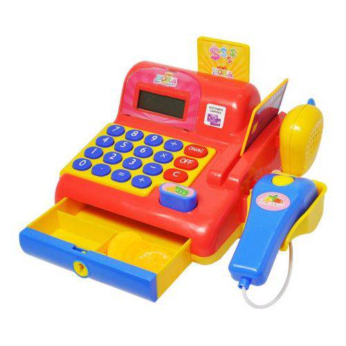 Caixa Registradora Vermelho Calculadora Infantil Brinquedo