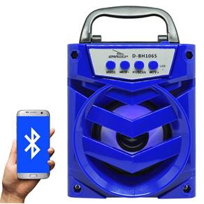 Caixa Som Amplificada Portátil Bluetooth Mp3 Fm Usb Sd Aux P2 Bateria 6W Rms Grasep D-BH1065 Azul