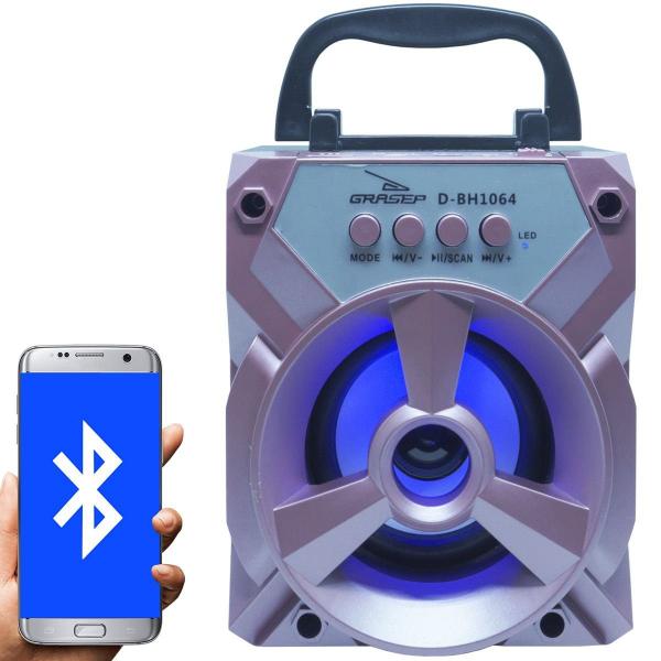 Caixa Som Amplificada Portátil Bluetooth Tws Mp3 Fm Usb Aux Sd Bateria 8W Rms Grasep D-BH1064 Rosa