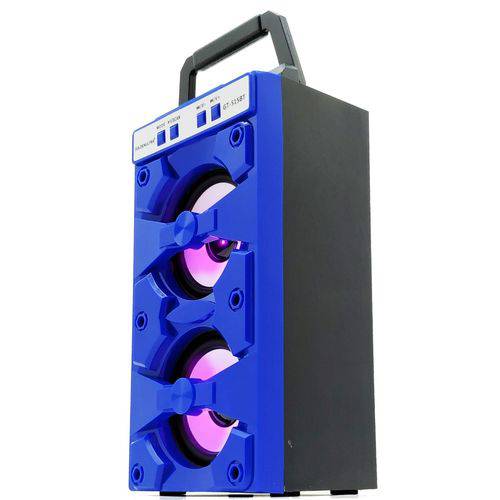 Caixa Som Bluetooth Amplificada Torre Azul Mp3 Fm Usb Sd Pc 500w Led Goldenultra