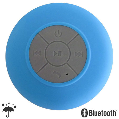 Caixa Som Bluetooth Azul Ventosa Clr Resistente Água Banheiro P/ Samsung A6 Plus