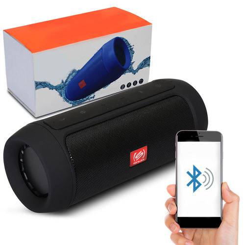 Caixa Som Bluetooth Charge 2+ Plus Shutt Wireless Portable Mp3 Usb Micro Sd P2 15w Preto