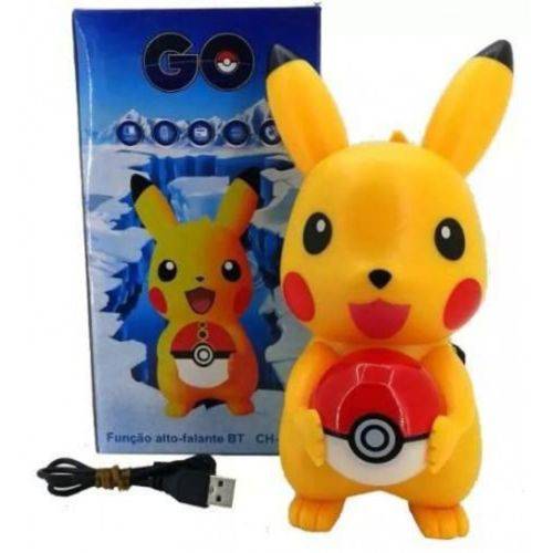 Tudo sobre 'Caixa Som Led Bluetooth Pokemon Pikachu Mp3 Rádio Fm Sd USB'